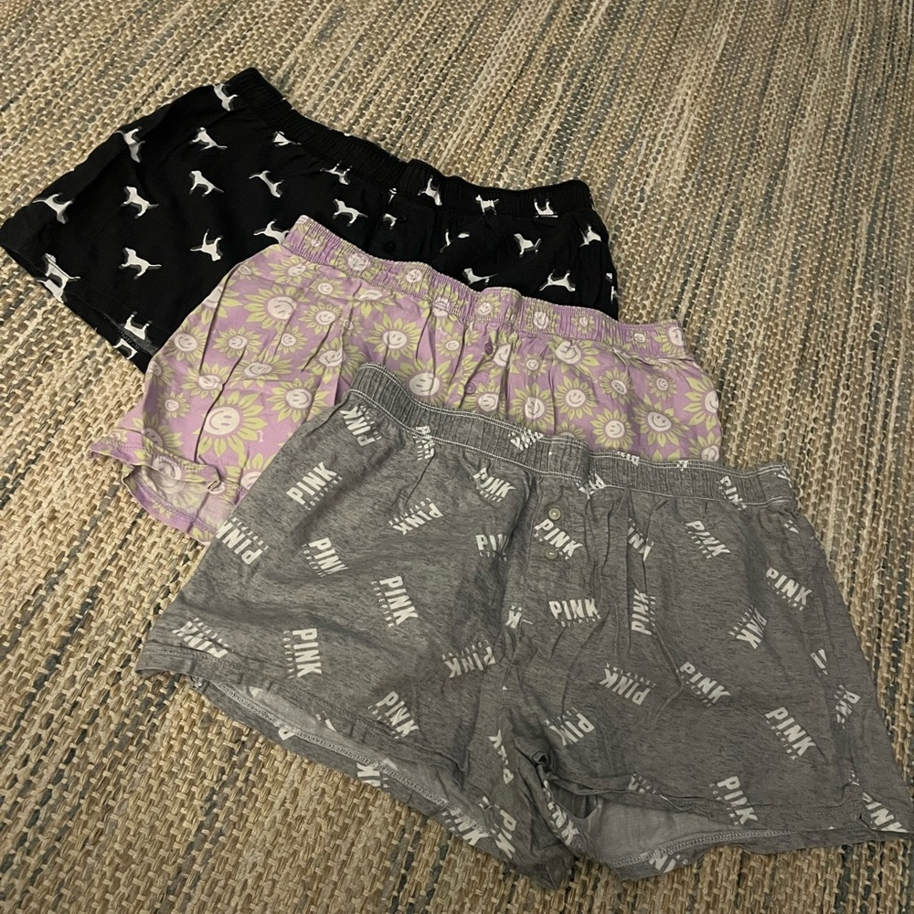 PINK Victoria's Secret Pajama Shorts Set - Black, Purple, Gray